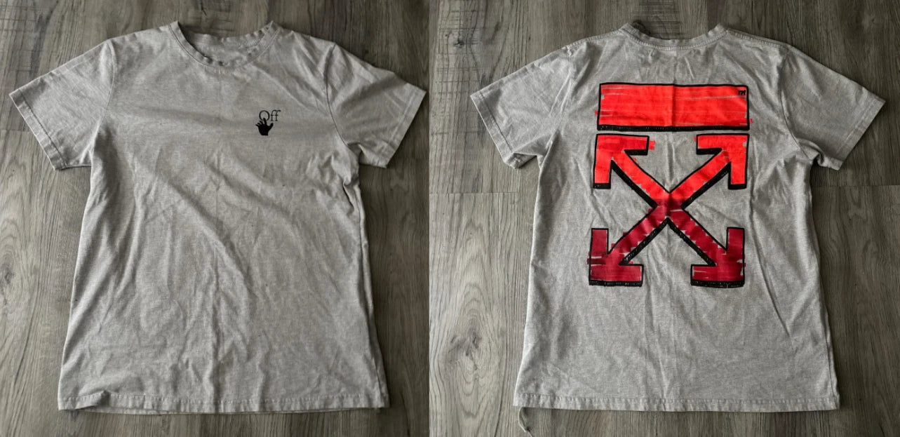 Off-White Grey Red Marker Arrow Tee Reprint Graphic Streetwear T-Shirt S-5XL