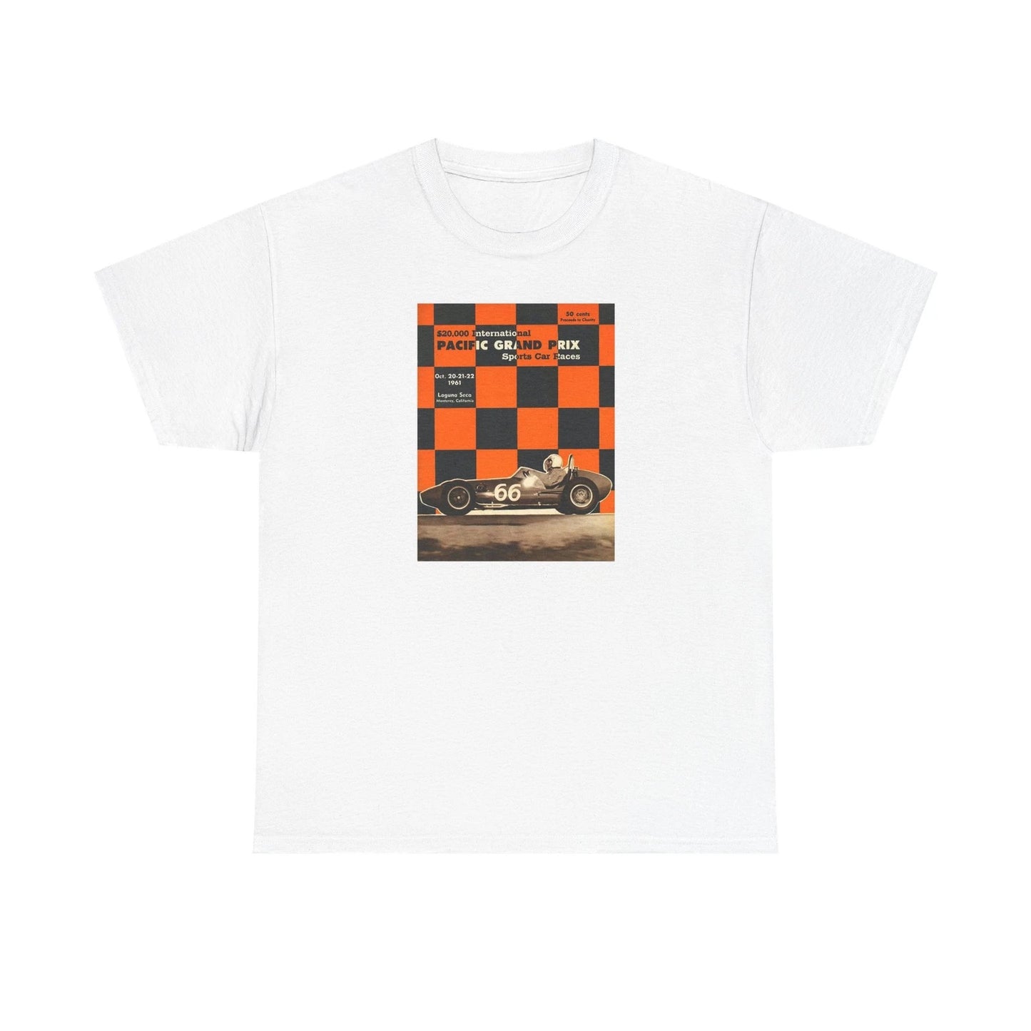 Vintage Race Car Grand Prix Tee | Orange Checkered Racing Graphic T-Shirt
