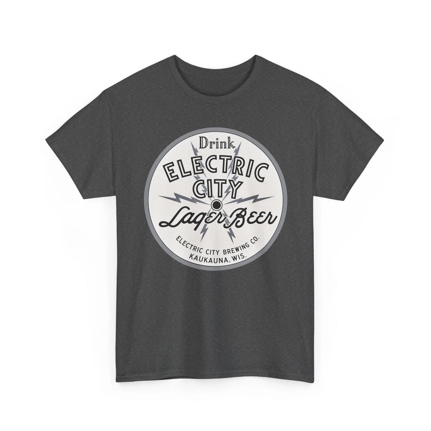Drink Electric City Lager Beer Brewing Co. Kaukauna WI Retro Breweriana T-Shirt