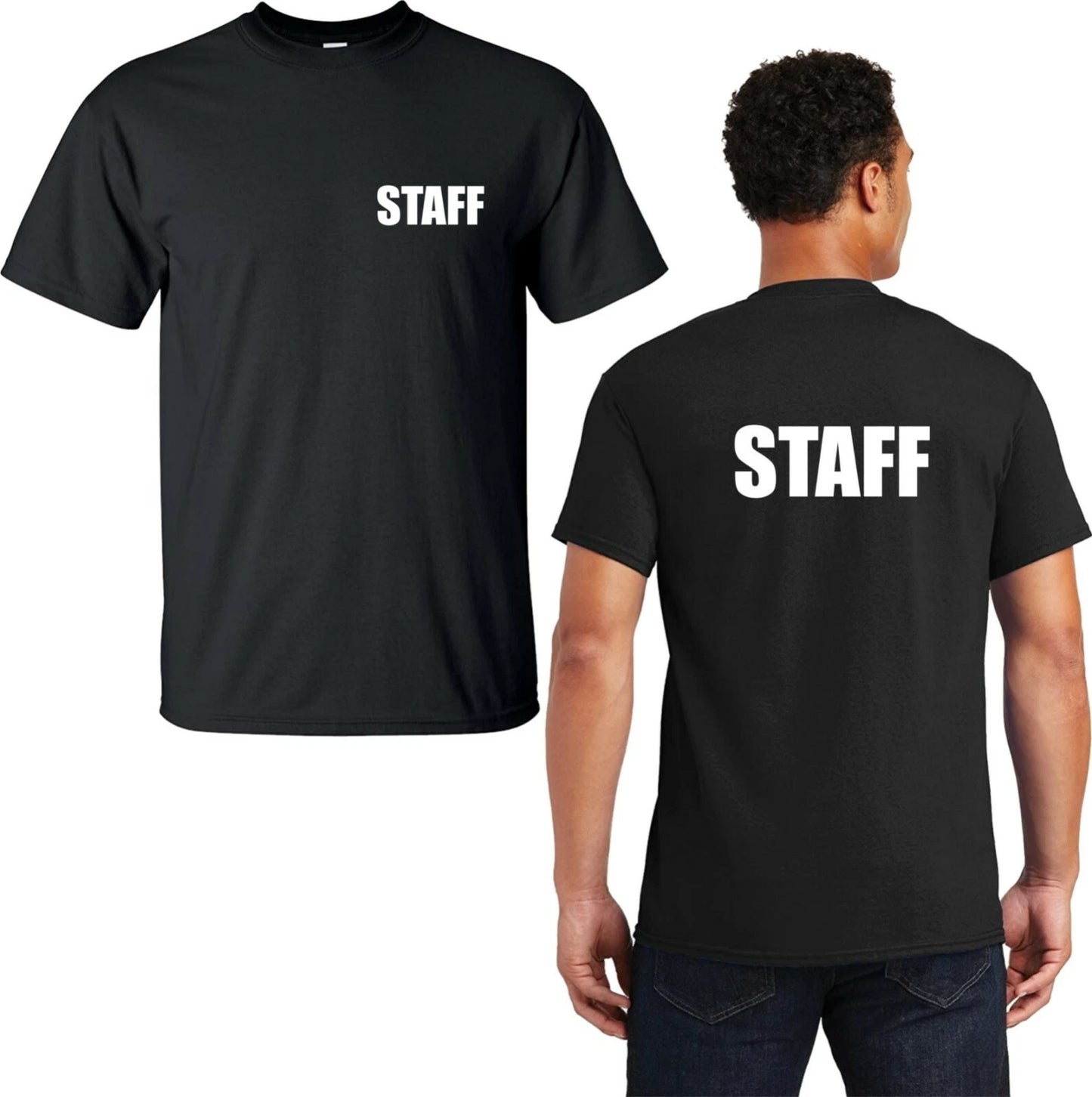 Staff Men's T-Shirt With Back Print Employee Party Security Men's Tee Shirt Top