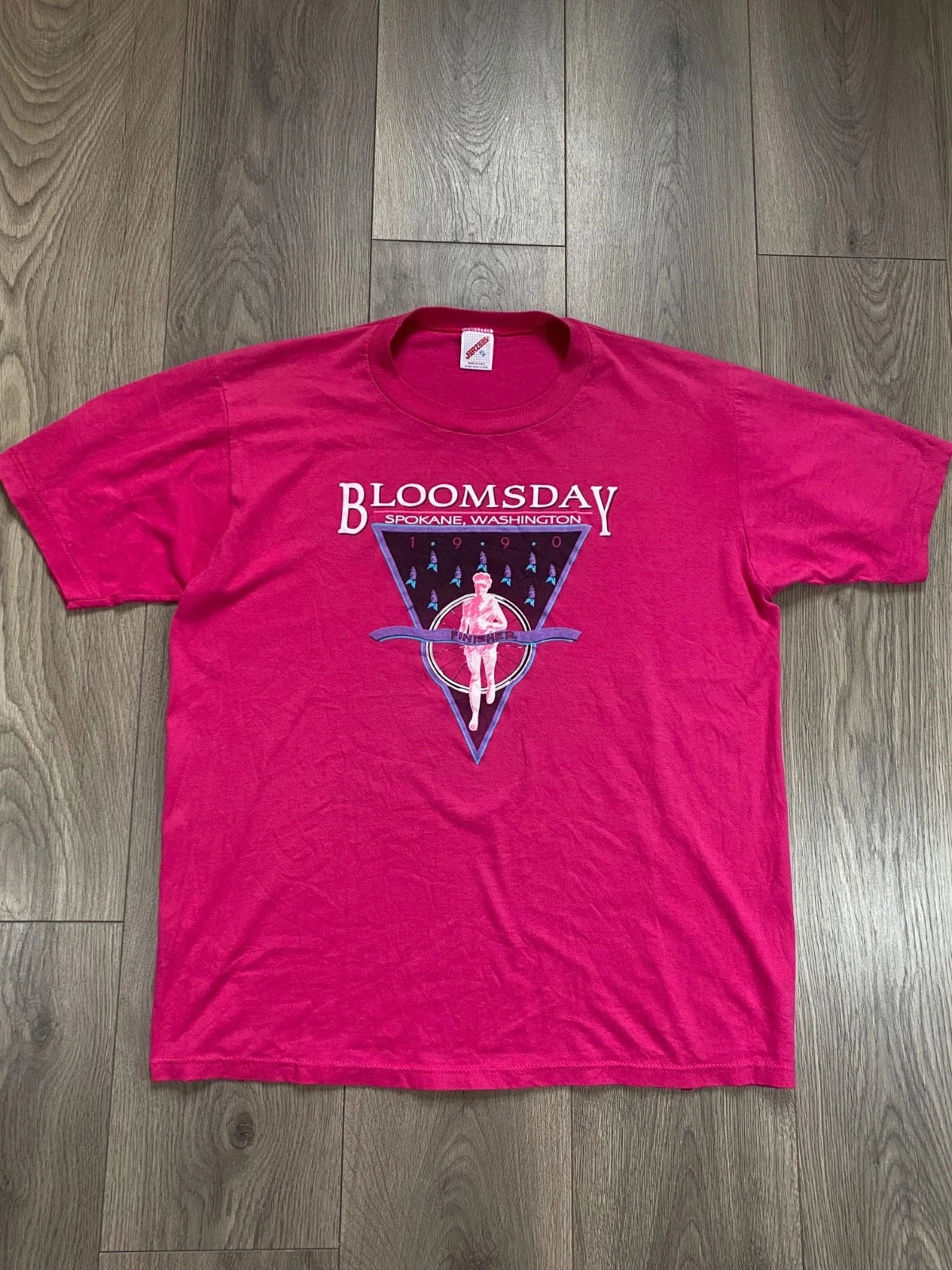 Vintage 1990 Bloomsday Spokane Washington Nike Finisher T-Shirt Jerzees XL USA