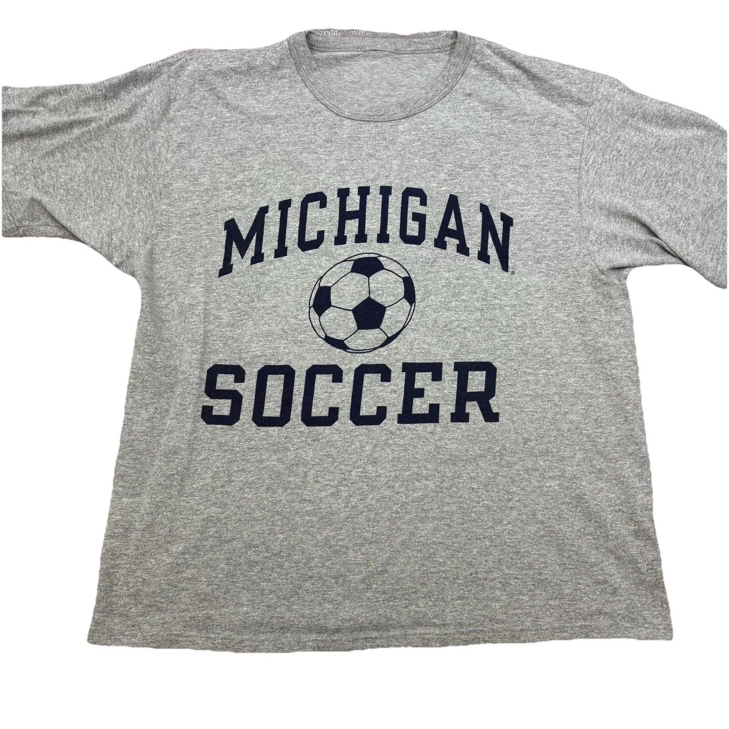 Vintage 90s Michigan Wolverines Soccer Champion T-shirt Size L Gray