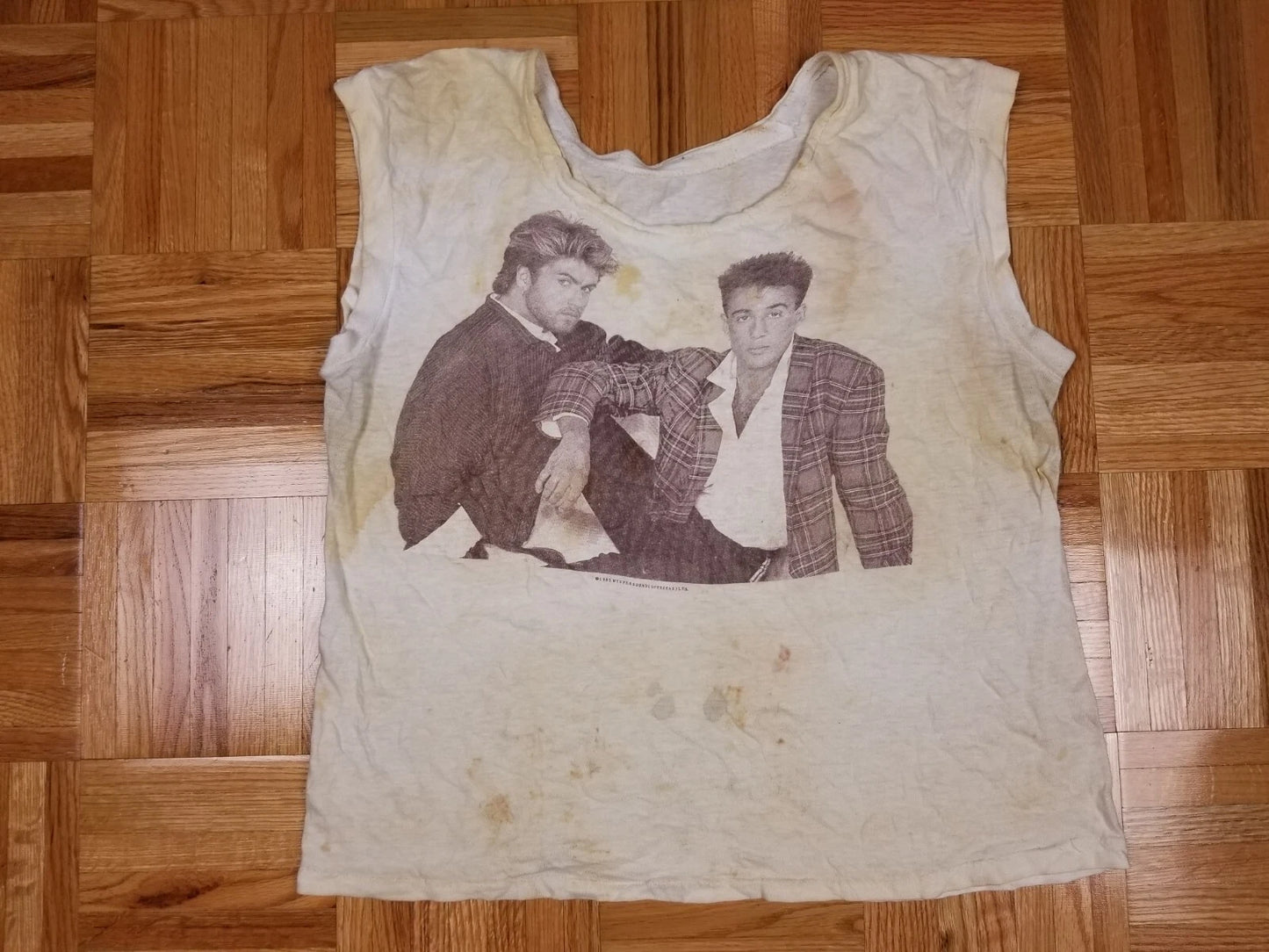 VINTAGE 85' WHAM GEORGE MIACHEL & ANDREW RIDLEY CONCERT TOUR T-SHIRT SZ MEDIUM
