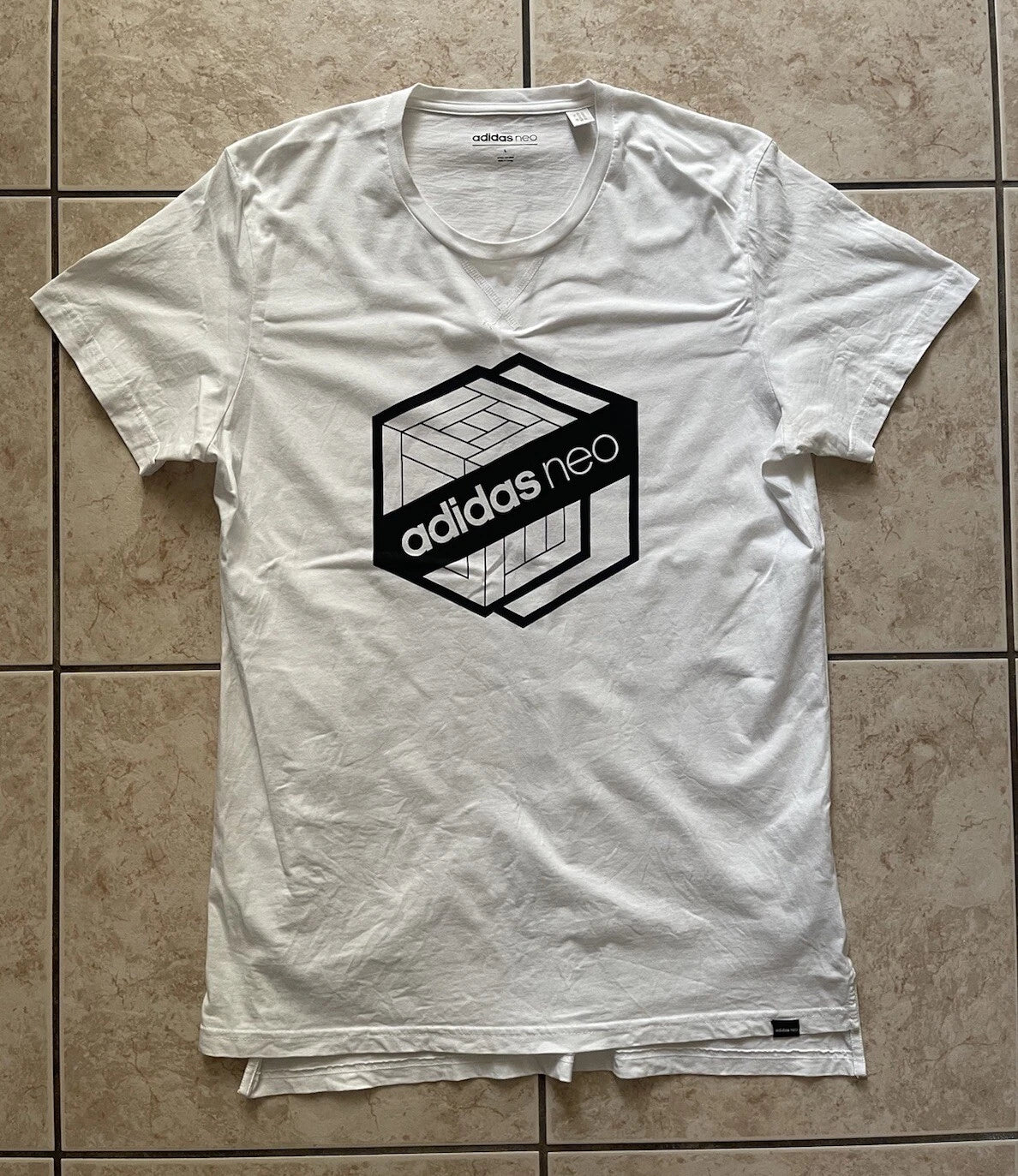 Adidas Neo Men’s Short Sleeve Athletic T-Shirt White Large Sports Running Top