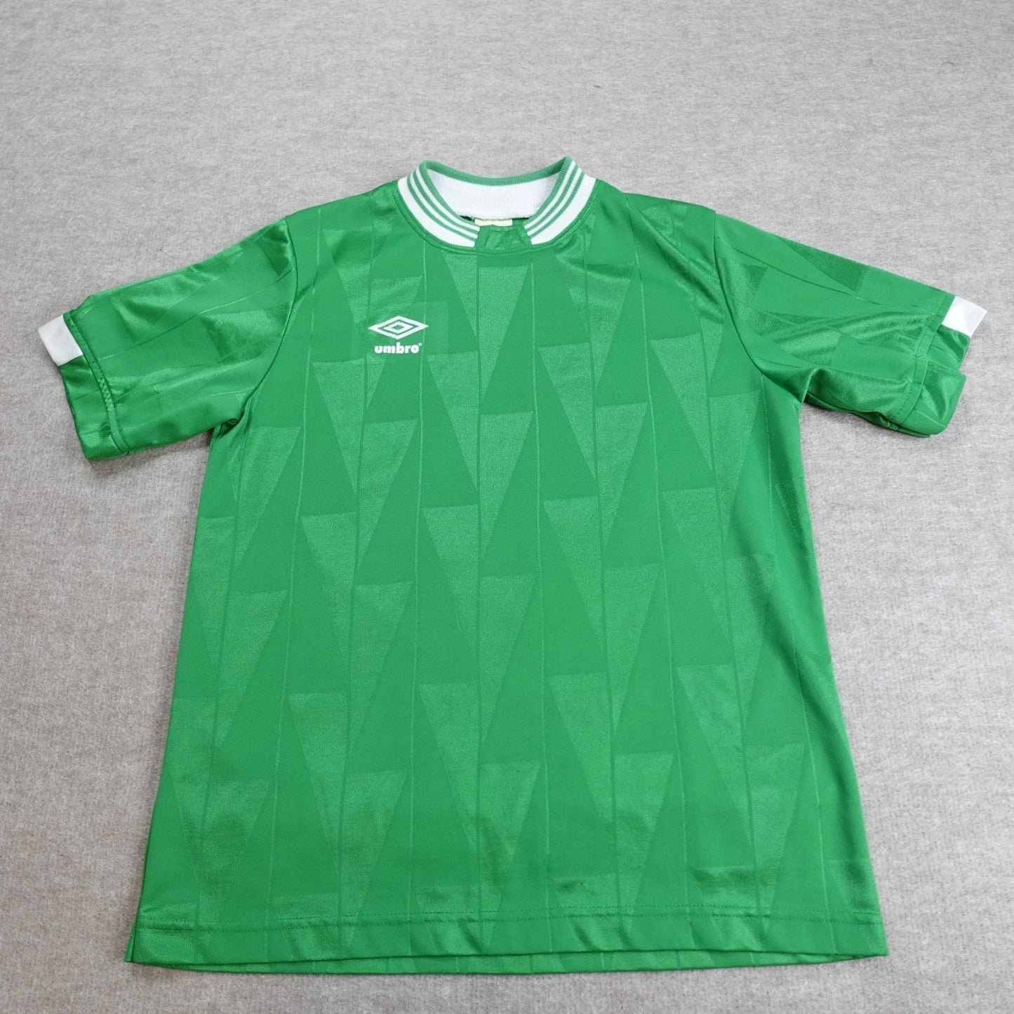 Vintage Umbro Shirt Green Double Sided Satin Made in USA Soccer Football #13