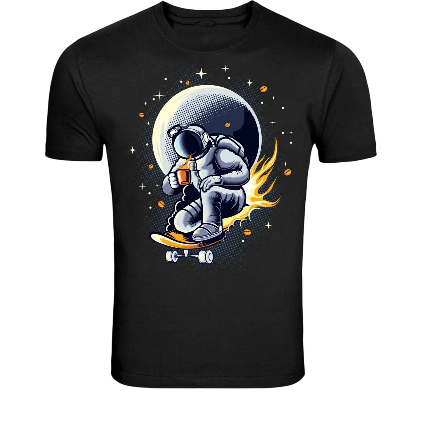 Astronaut Skateboard Coffee T-Shirt - Space Skater Graphic Tee