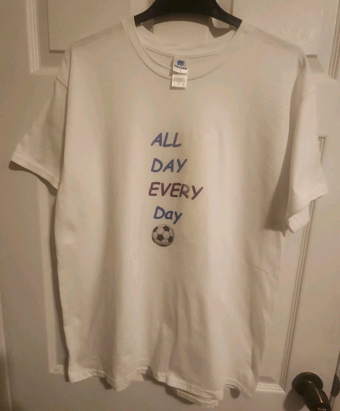 T-Shirt White, All Day Every Day Soccer Ball Print Nice One