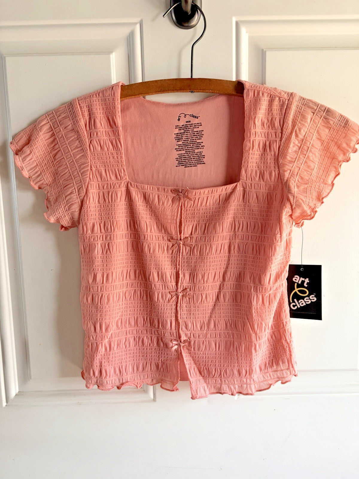 art class Girls Textured Pink Short Sleeve Shirt - Girls Size M (8)