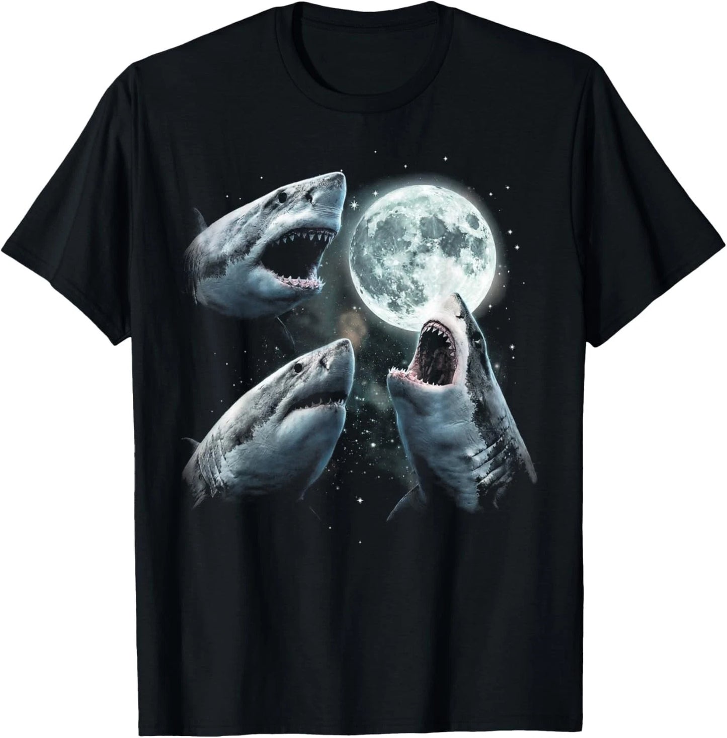 Funny Shark Howling at Moon Vintage 90s Graphic T-Shirt unisex T-Shirt