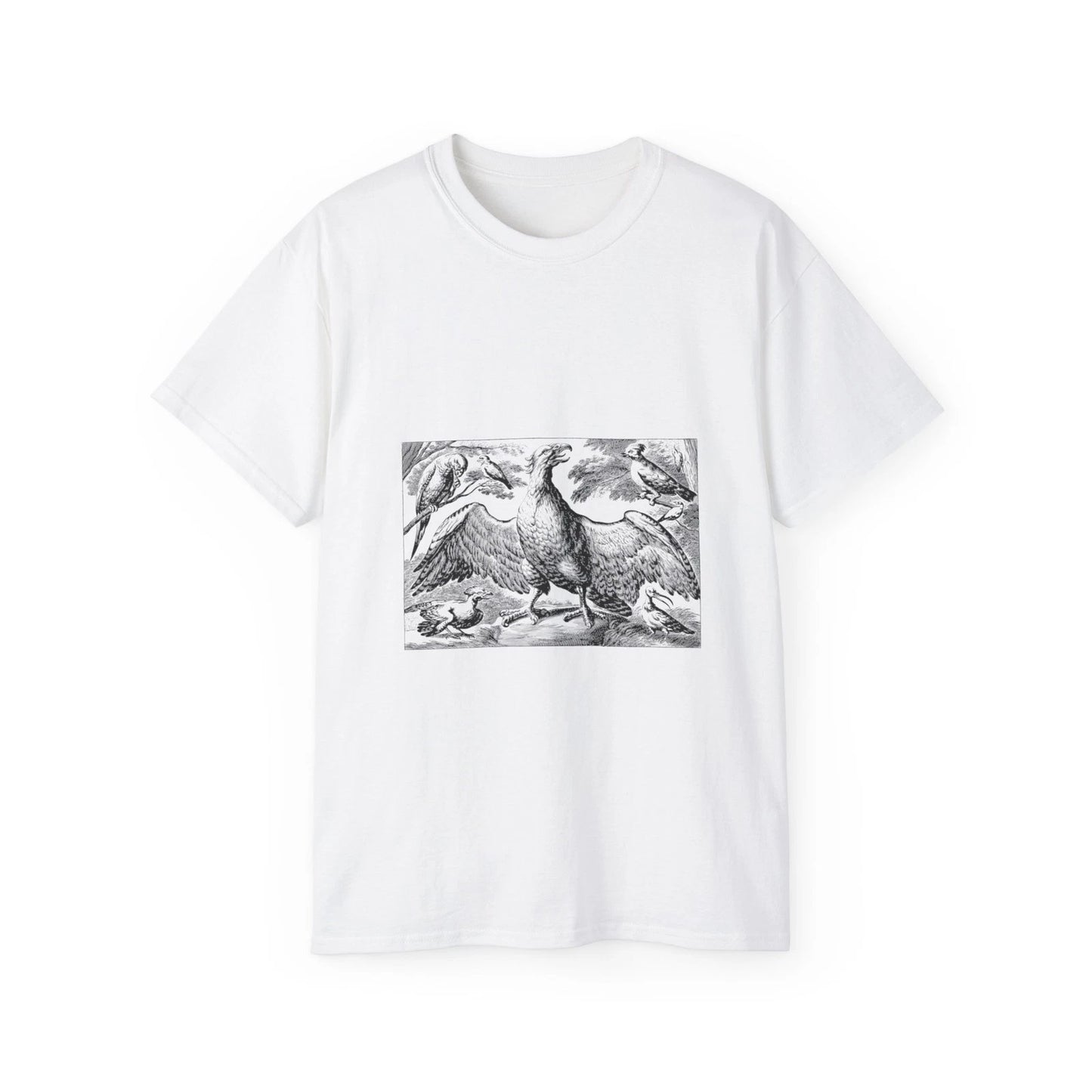 Birds Forest Line Art Eagle Vintage Retro | Custom Graphic T-Shirt