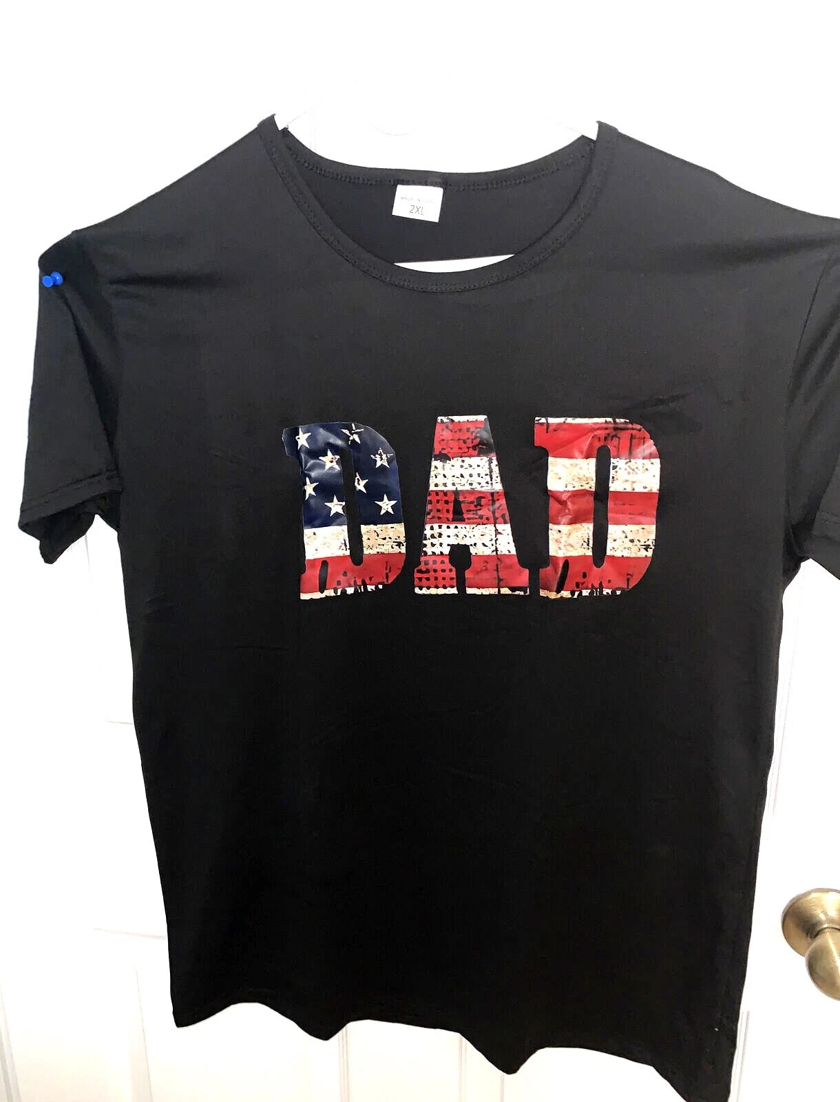 USA LETTER "DAD" FLAG T-SHIRT PREMIUM SHIRT 100% COTTON-"NEW"