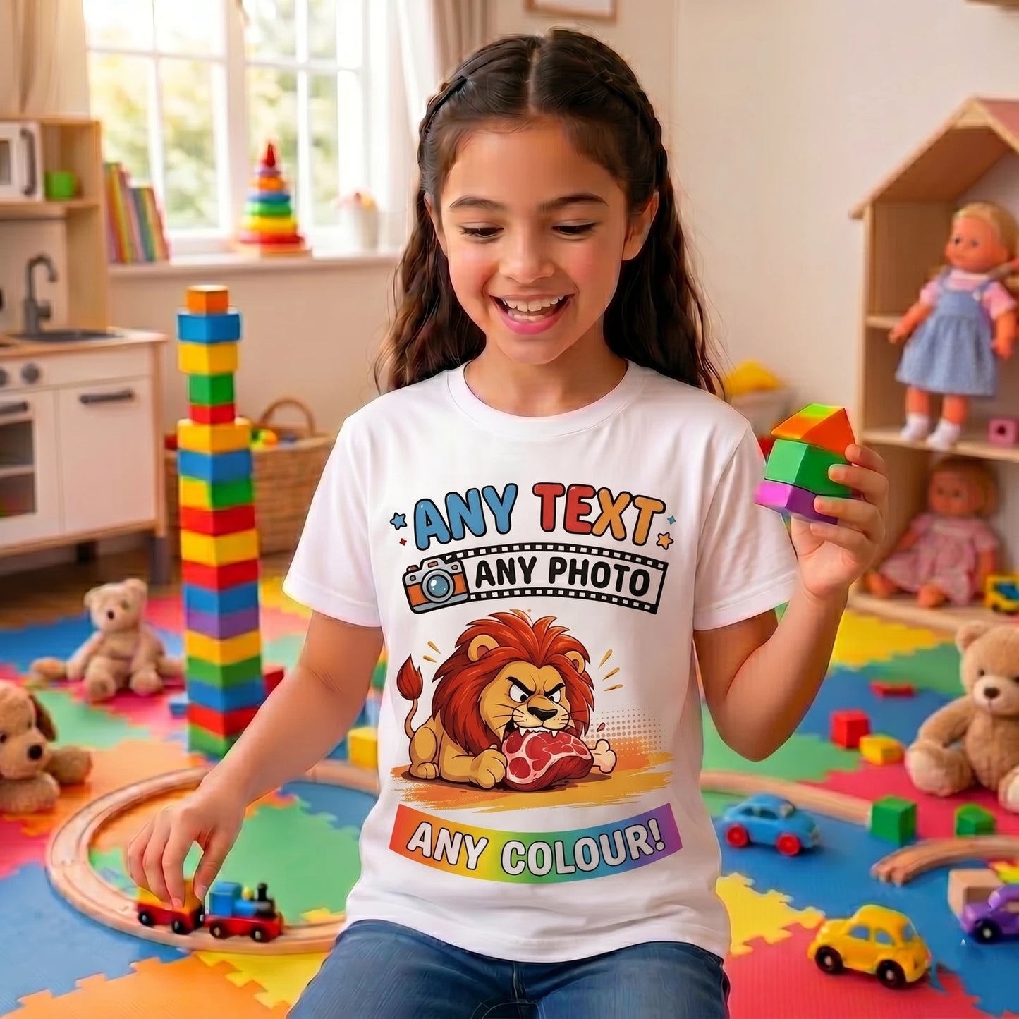 Custom Photo And Text T Shirt Personalised Picture Print Gift