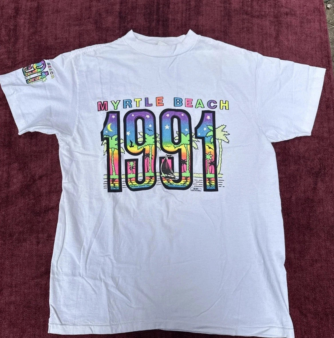 Men’s 1991 Myrtle Beach Vintage Mbs Love Unltd On Tar Heel Sports T-Shirt M8