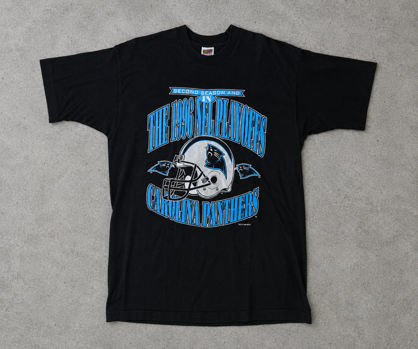 VINTAGE 1996 Carolina Panthers NFL Playoffs T Shirt XL Single Stitch Fruit Loom