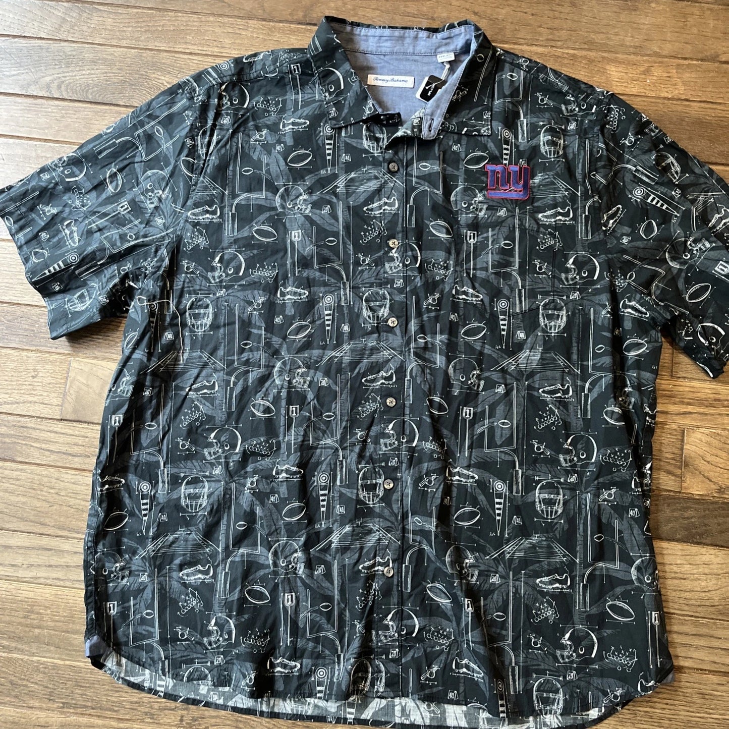 NWT New York Giants Tommy Bahama Shirt Football Theme Cotton Retail $138