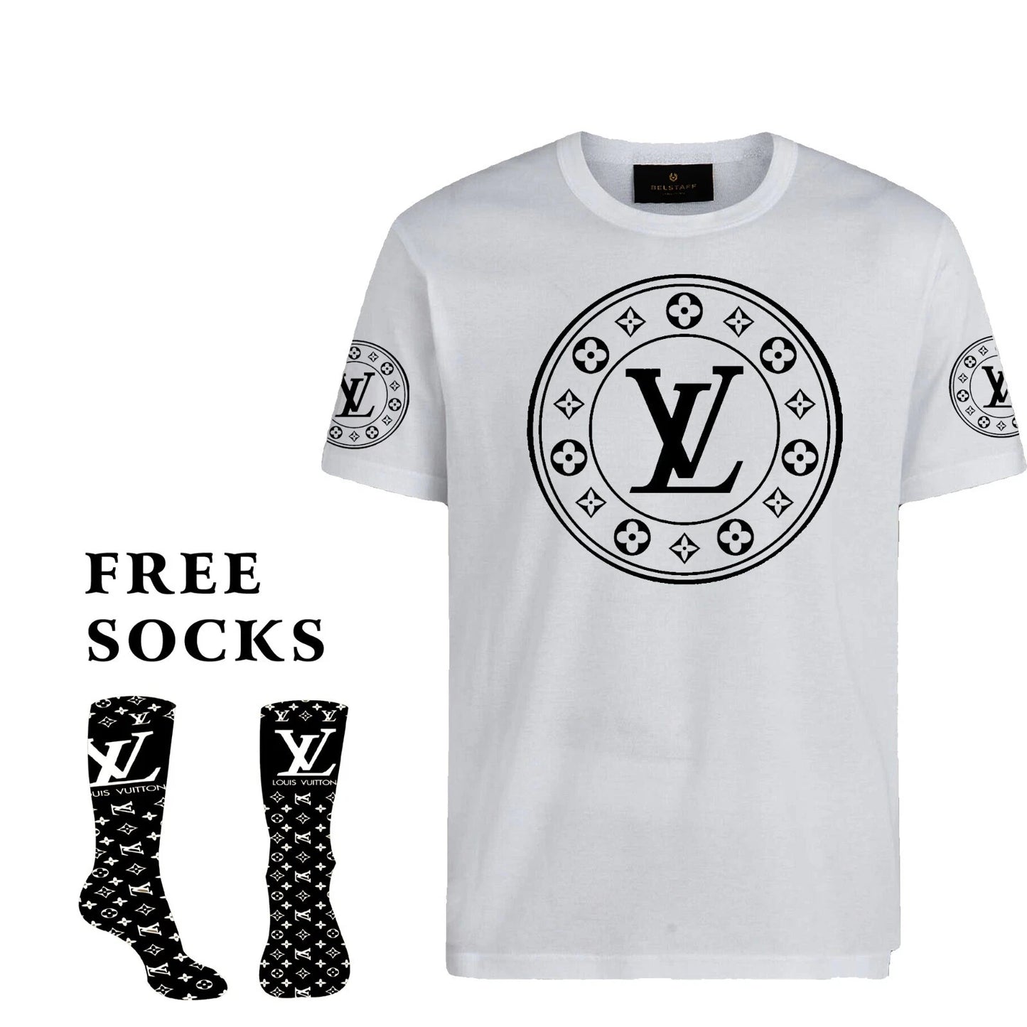 Beautiful Stylish Summer LVV T-shirt M To 3xl Black Unisex T-shirt free socks
