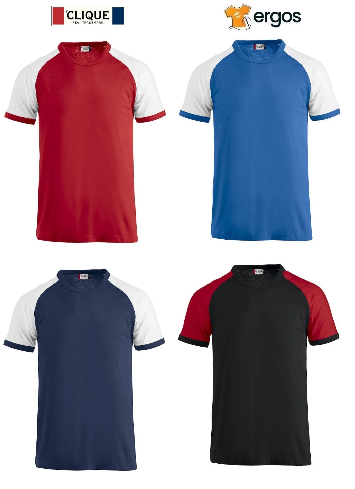 CLIQUE RAGLAN-T Unisex Cotton Slim Fit Two Tone Sleeve T-Shirt