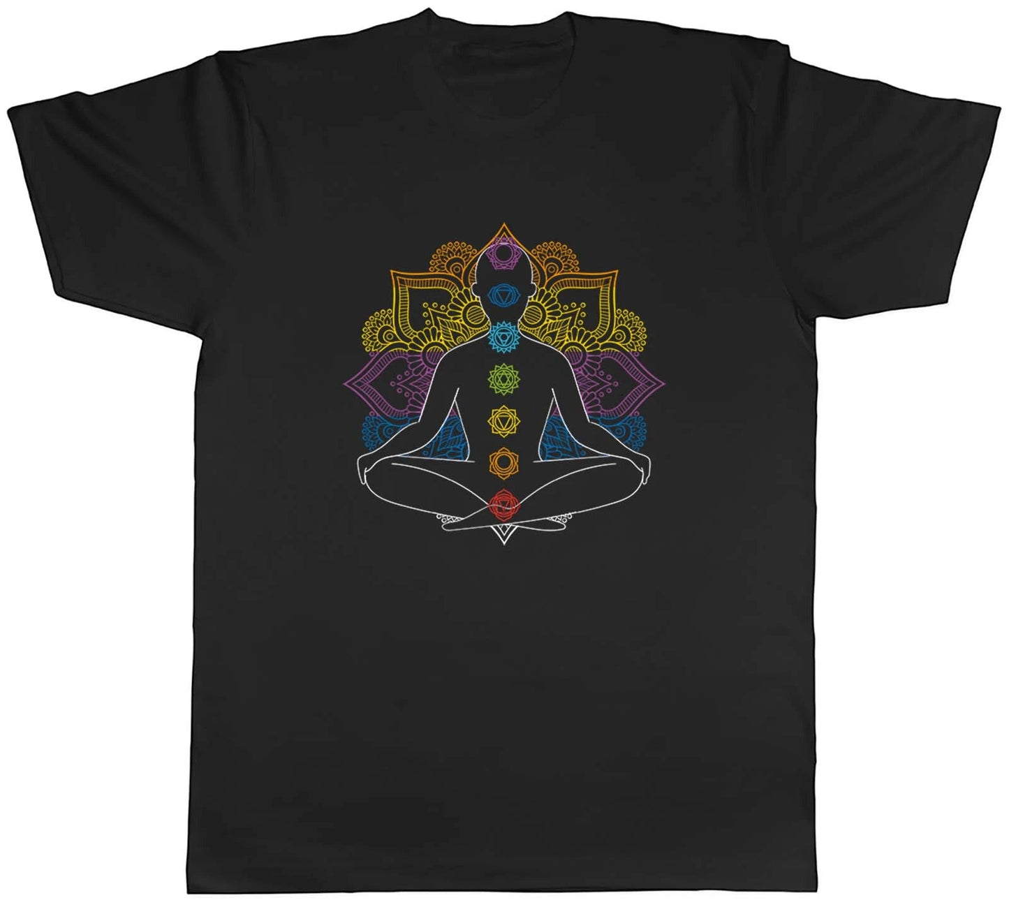 Chakra Symbols Mandala Colour Yoga Spiritual Mens Unisex T-Shirt Tee Gift