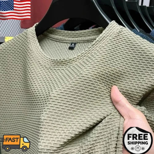 Men Ice Silk Mesh T-Shirt Short Sleeve Breathable Summer Slim Fit Top