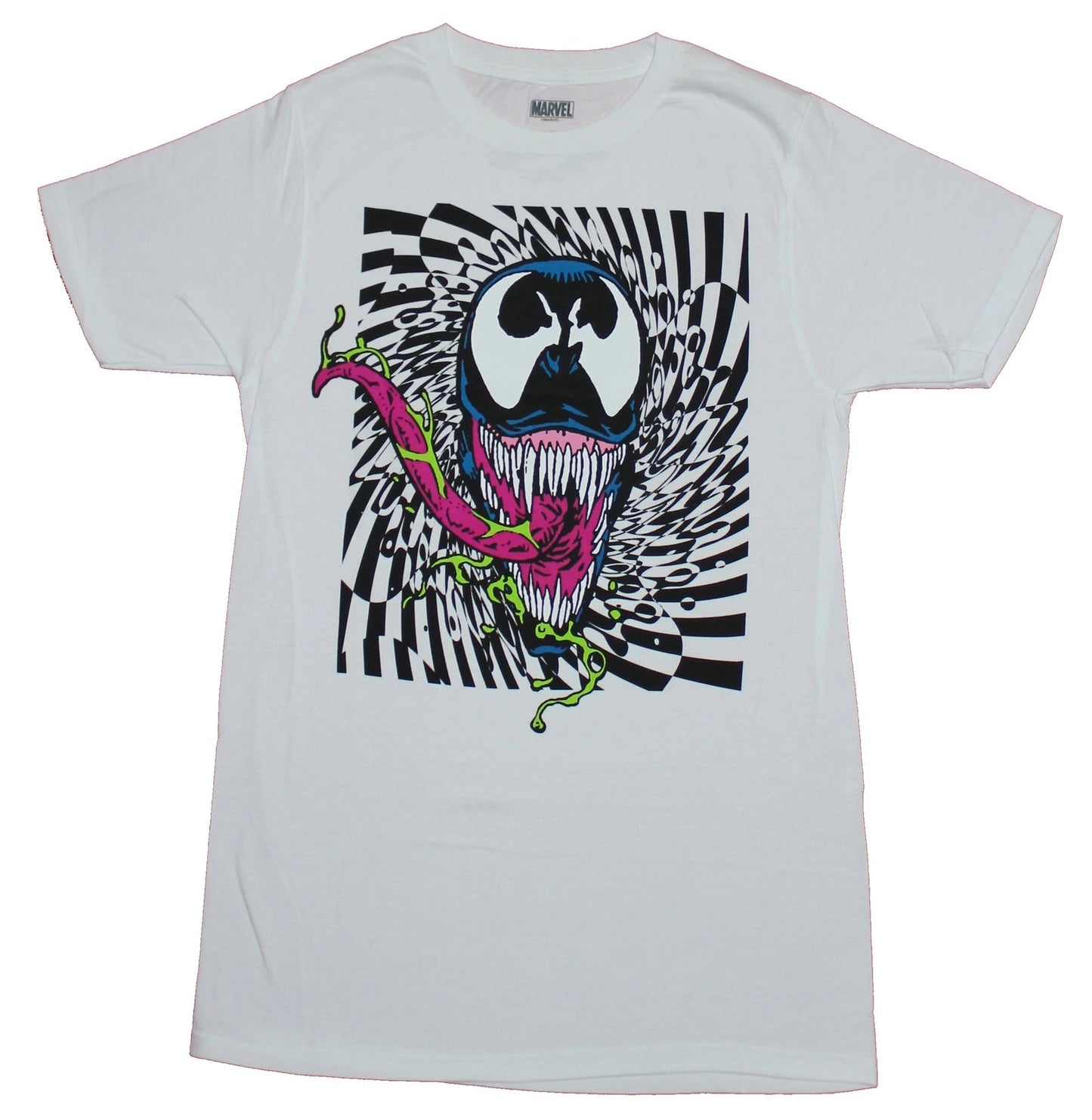Venom Adult New T-Shirt - Hypnotized Green Spit Long Tongue Crazy Face