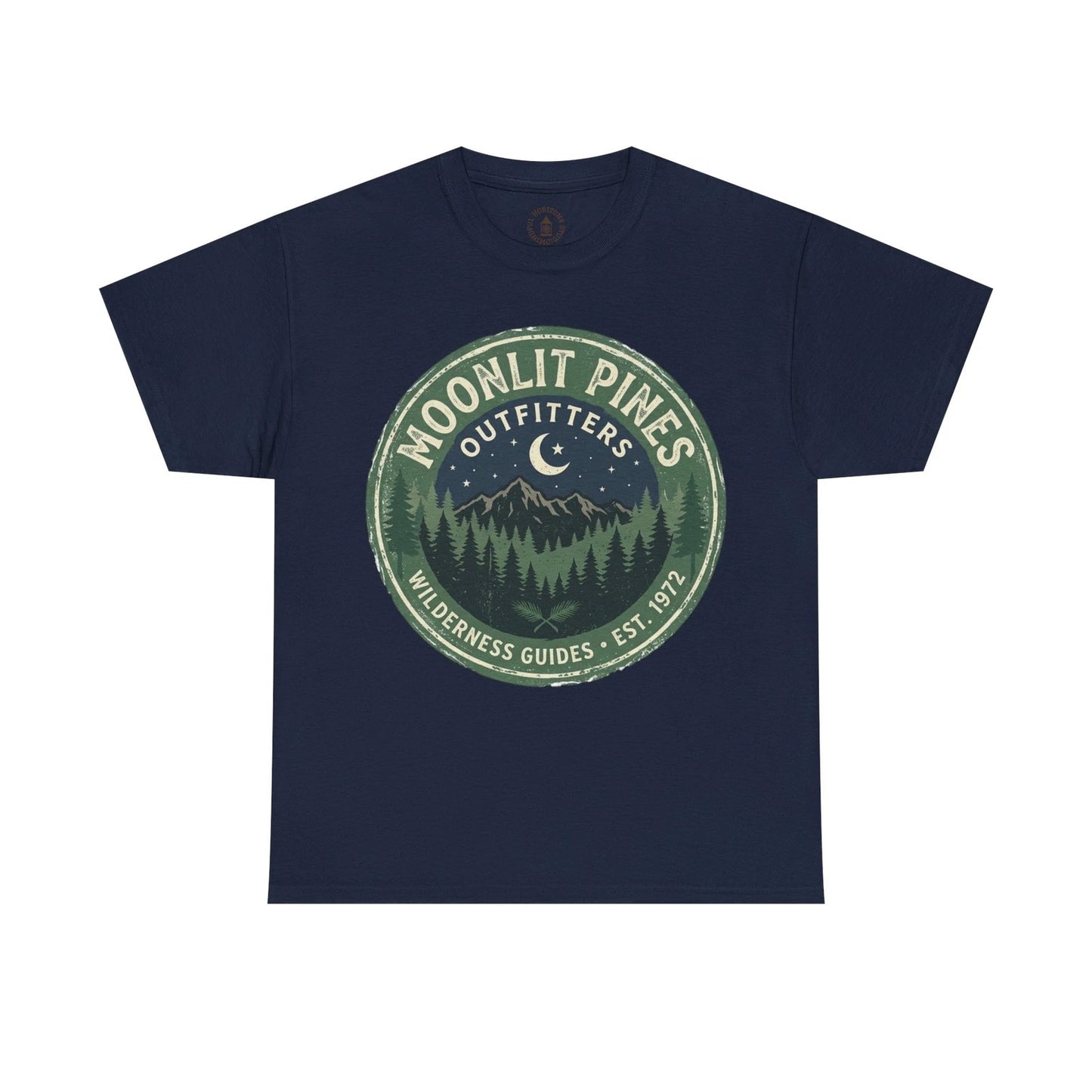 Moonlit Pines Wilderness Graphic T-Shirt Mountain Pine Forest Nature Outdoor Tee