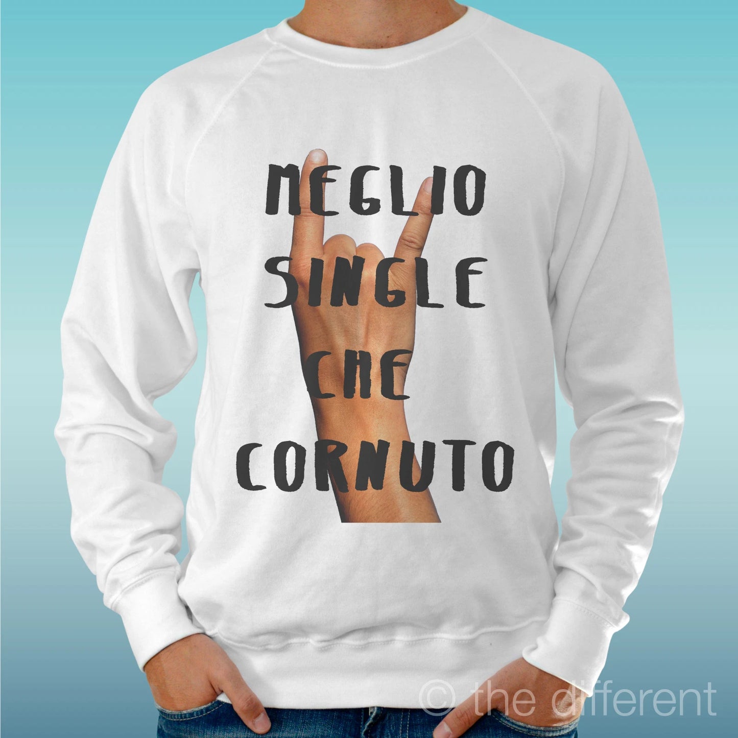 Felpa Man Light Sweater White " Better Single Funny " Road To Happiness