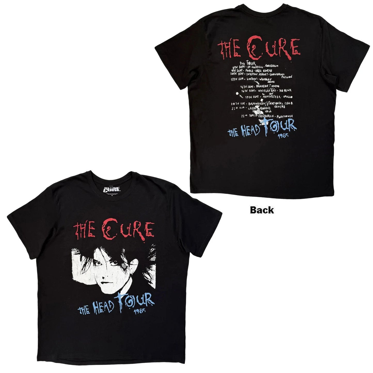 The Cure Premium Carbon T-Shirt: The Head Tour '85 (Black) (Back Print) OFFICIA