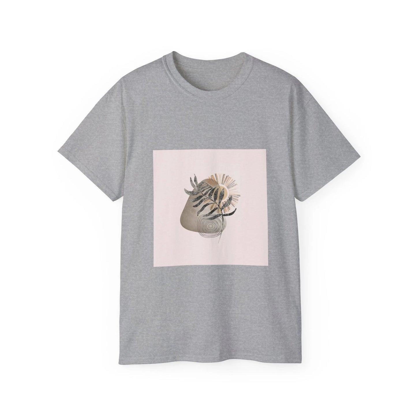 Leaves Sun Boho Art Style Nature Painting | Custom Graphic T-Shirt