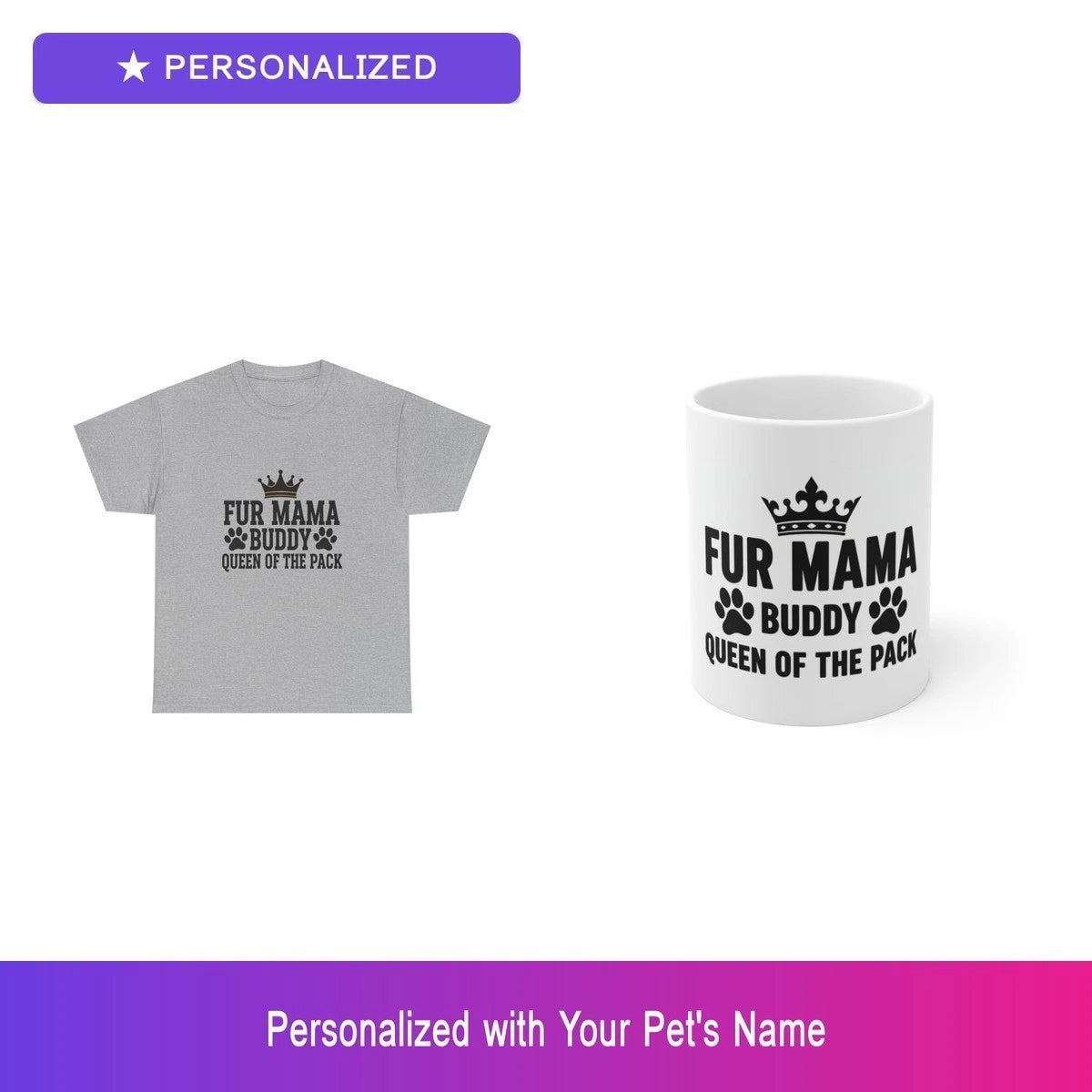 Custom Gift Set Shirt Mug Personalized Pet Name Bundle Dog Lover
