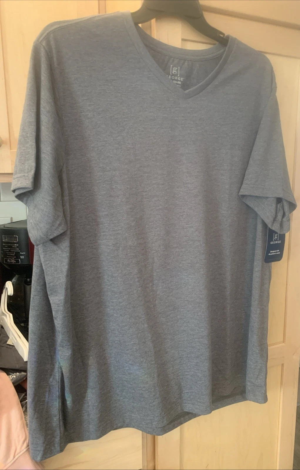 Mens George Gray V-Neck Tee T-Shirt - Size 3XL (54-56)