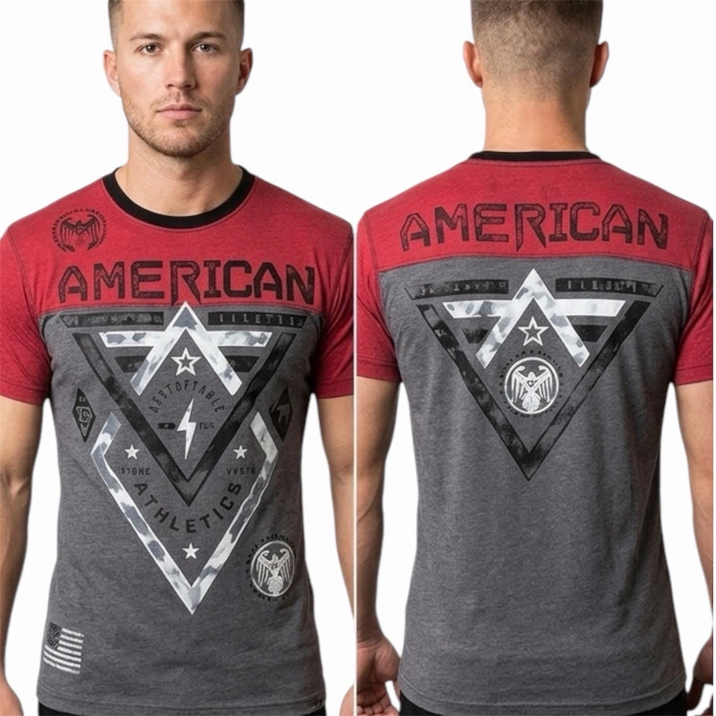 AMERICAN FIGHTER Charcoal Red ALASKA Athletic Graphic T-shirt NWT