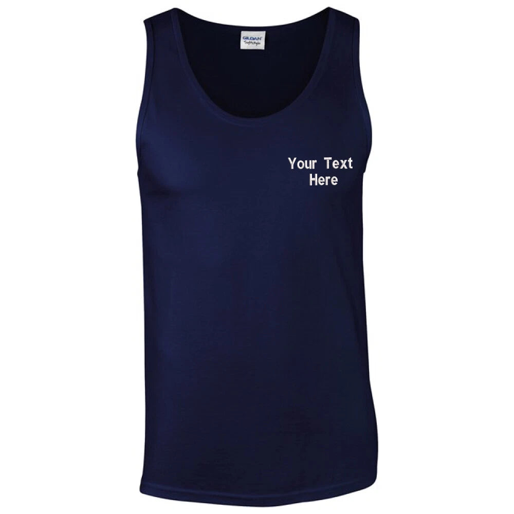 Personalised Custom Embroidered Gildan Softstyle Adult Tank 100% Ringspun Cotton