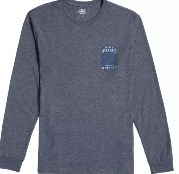 IZOD Men's Long Sleeve Saltwater Graphic T-Shirt, Carbon Heather, Medium