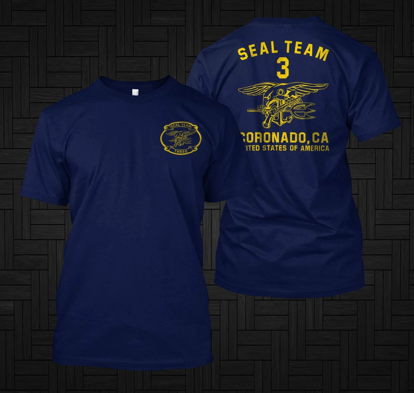 Navy SEAL Team Three DEVGRU Coronado - Custom Men's Back and front T-Shirt Tee
