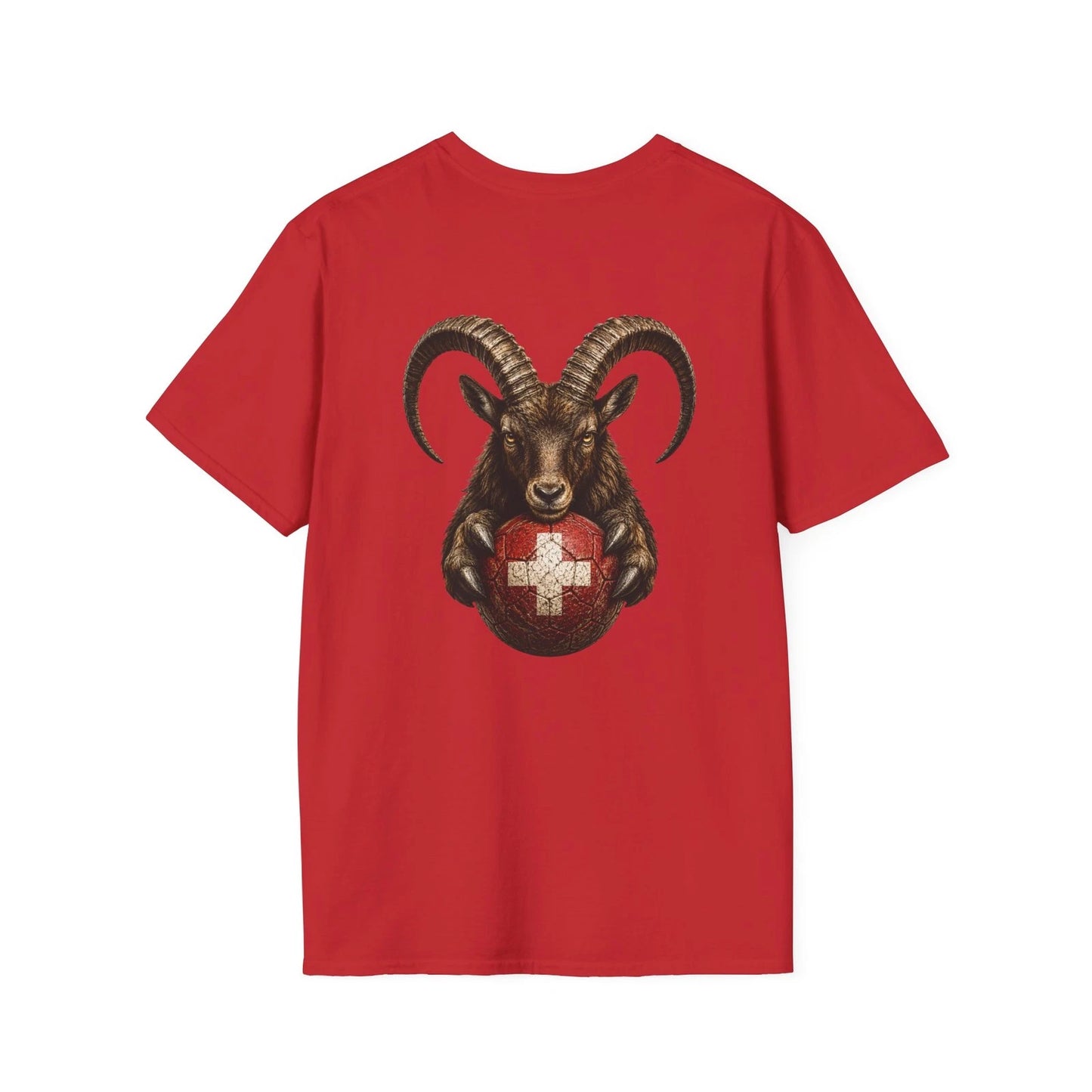 Switzerland Ibex Soccer Ball T-Shirt Swiss Flag Football Fan Tee