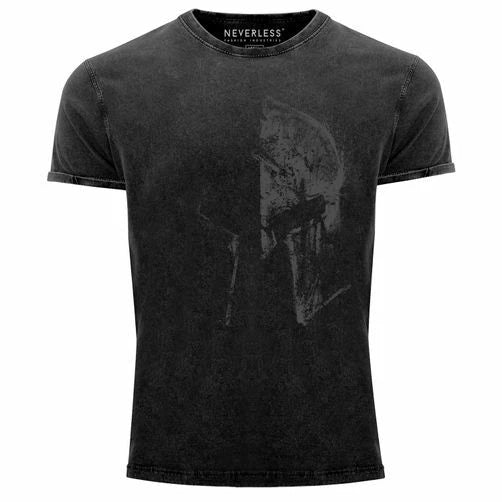 Mens Vintage Shirt Sparta Helmet Spartan Helmet Print Shirt T-Shirt Print