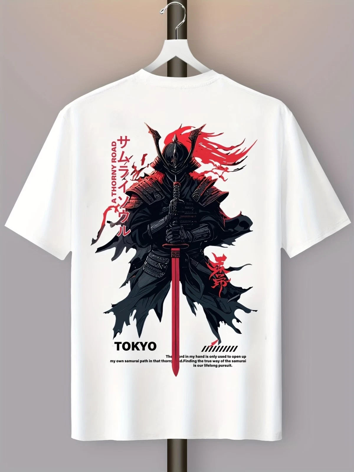 Japanese Samurai Warrior Oversized T Shirt Mens Graphic Streetwear Casual Summer