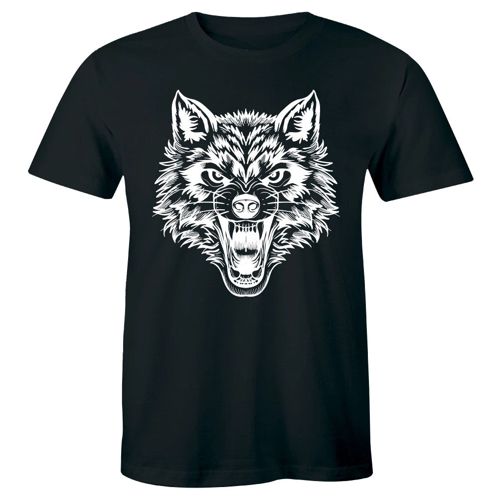 Fierce Wolf Face Graphic Men's T-Shirt Wild Animal Tee