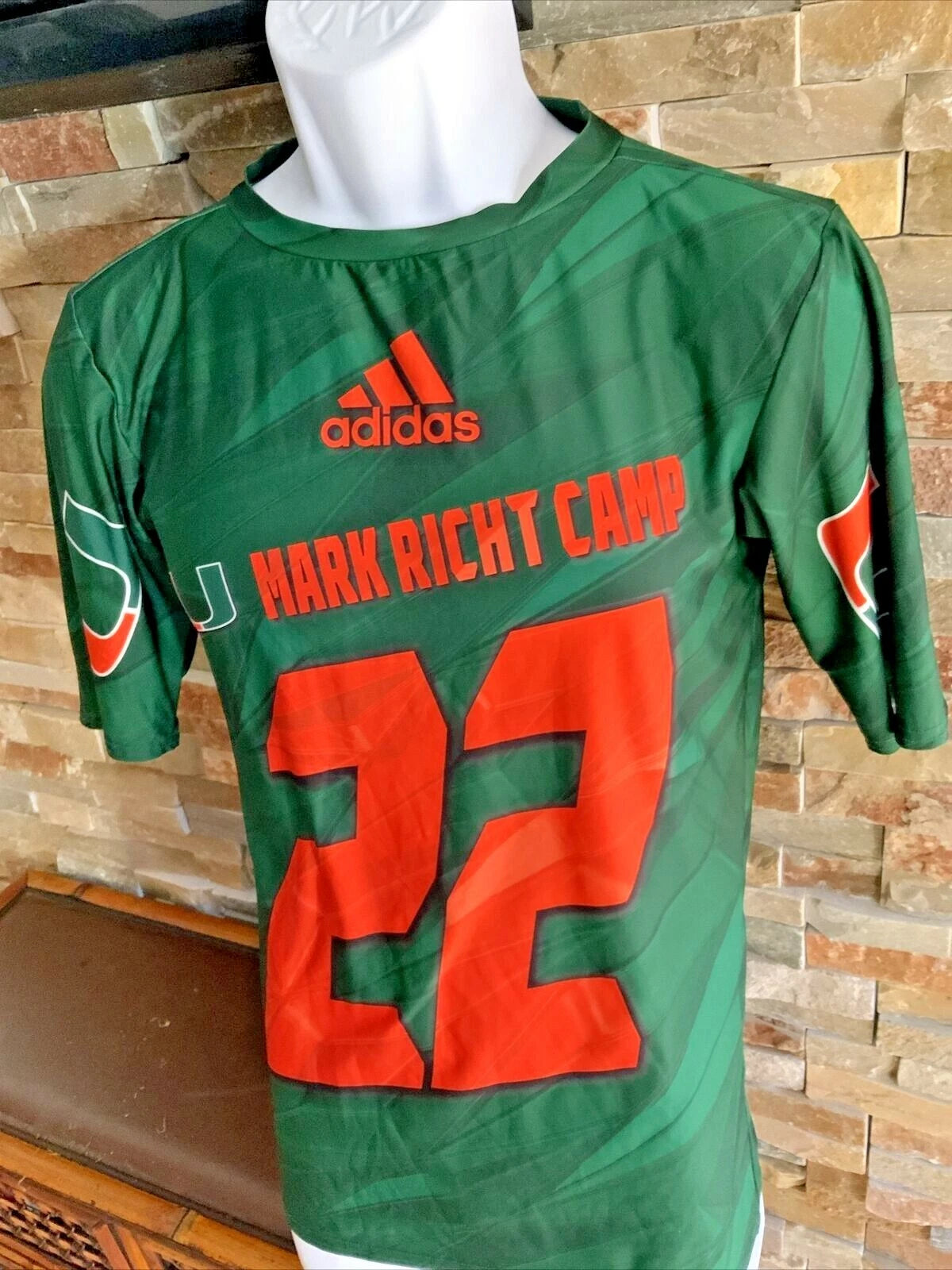 RARE MARK RICHT CAMP #22 UNIVERSITY OF MIAMI STRETCH JERSEY TAGGED L y7