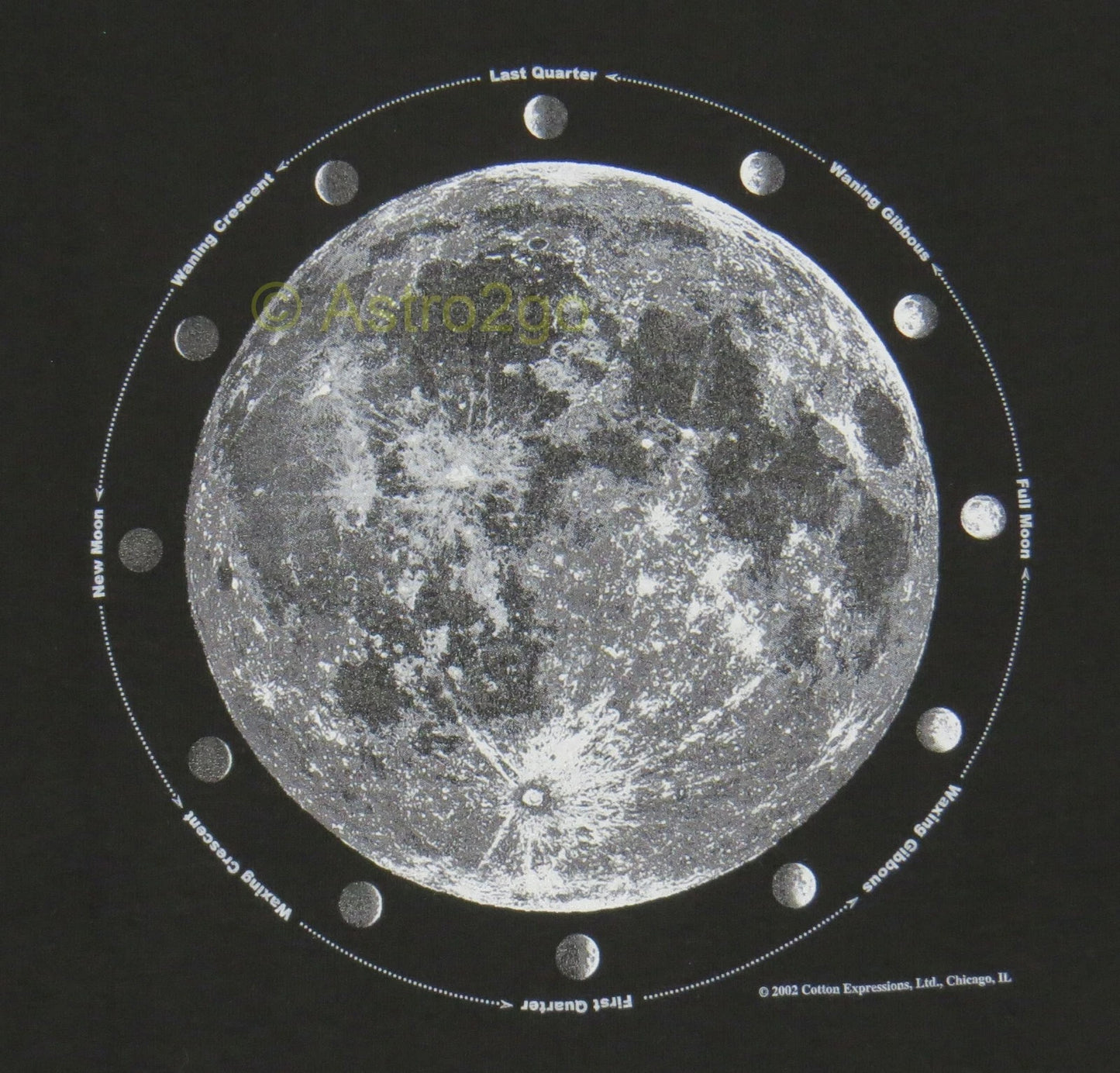 MOON PHASES-Lunar Cycle Full Gibbous Astronomy Space Science Glow T shirt S-3XL