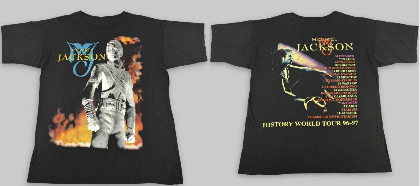 Michael Jackson Vintage 1996 Michael Jackson History Rare Euro Tour T Shirt