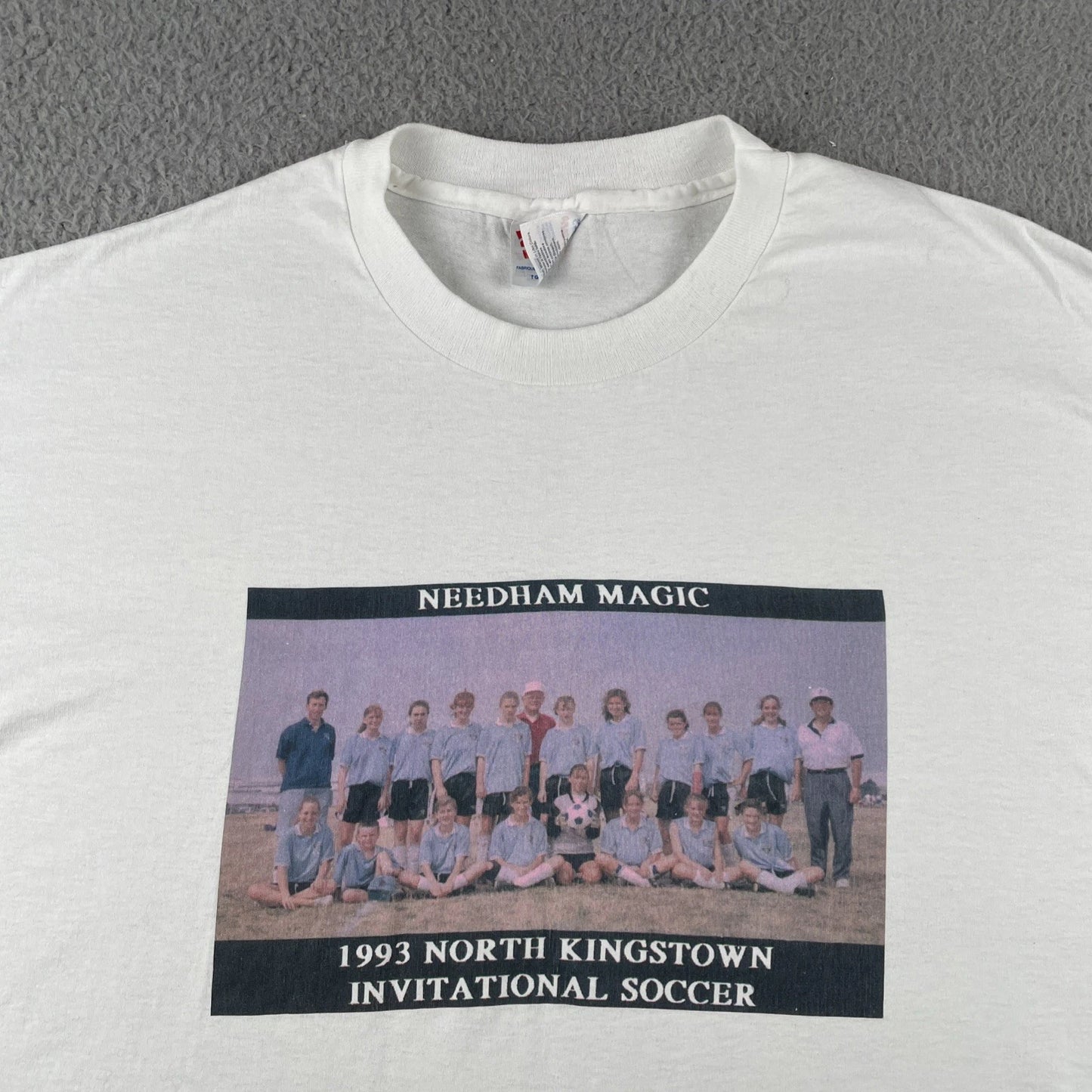 Vtg Hanes XL White T Shirt 1993 North Kingstown Soccer Invitational Made In USA