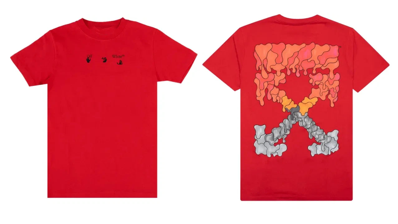 Off-White Marker Reprint Slim Fit T-Shirt Samba Red Streetwear Tee S-5XL