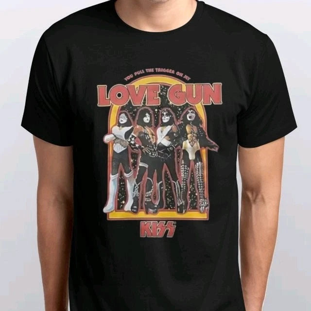 Kiss Logo Love Gun All sizes S M L XL XXL 3 4 XL Black White