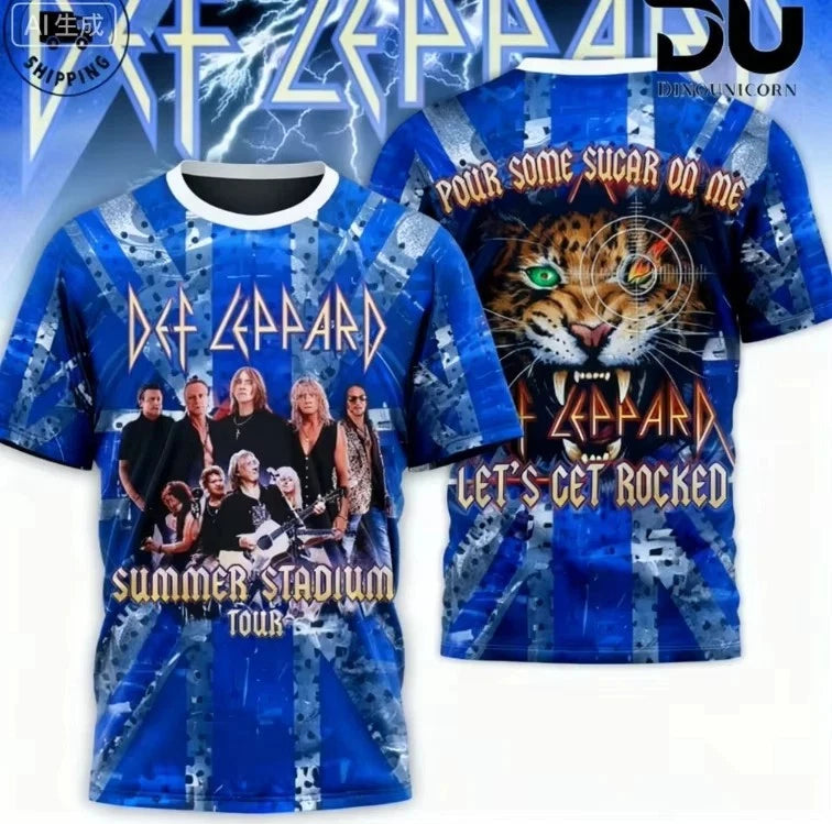 Def Leppard T-Shirt 3D Printed Polyester T-Shirts Unisex Tee Heavy Metal Tee
