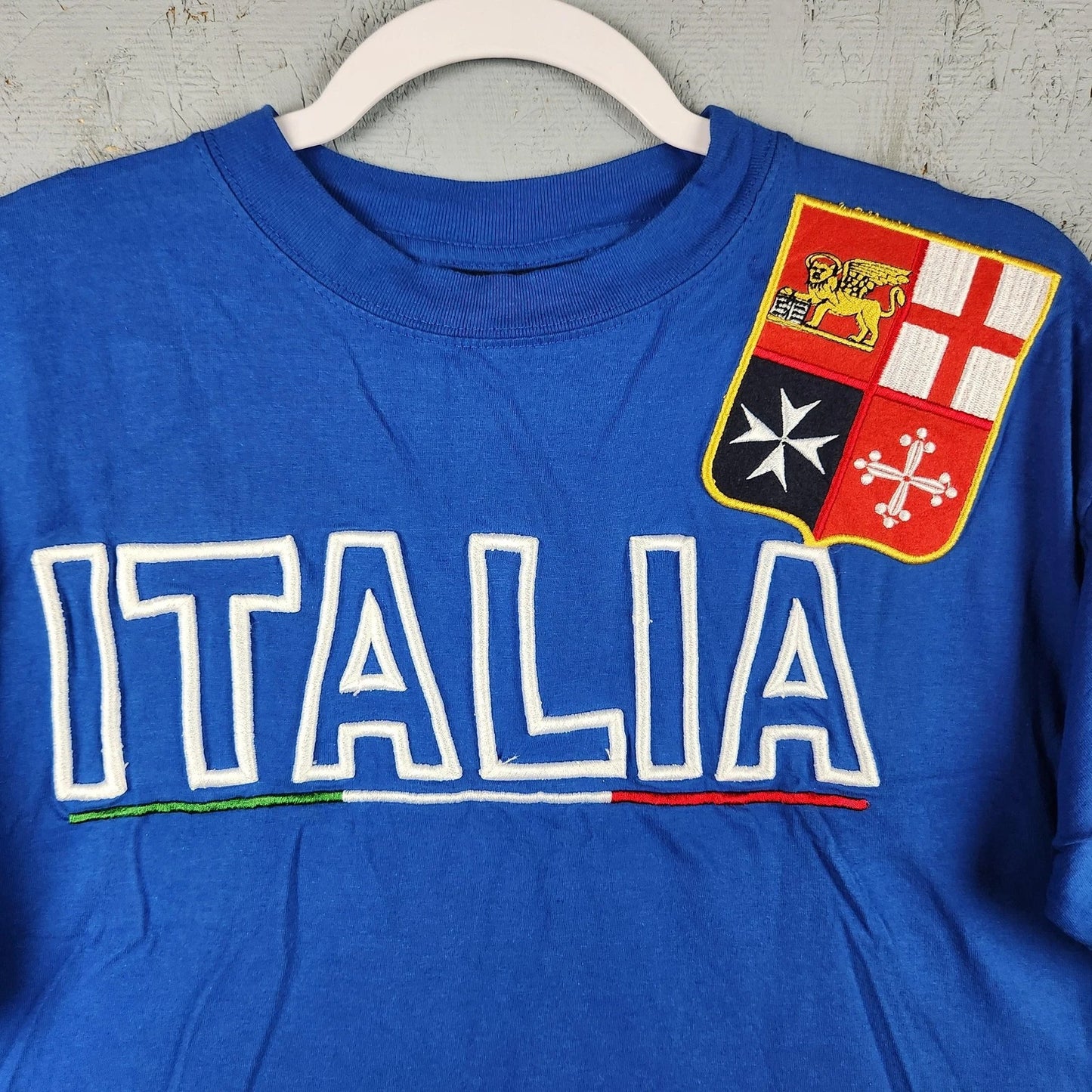 Vintage Italia Soccer Shirt Mens Large Blue Crest Graphic Embroidered Italian
