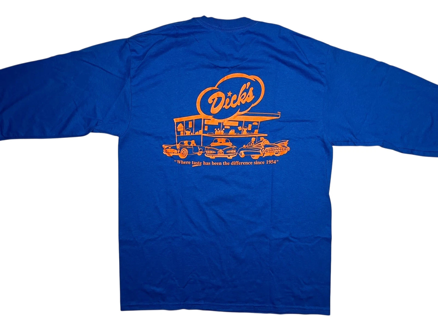 Two (2) DICK'S DRIVE-IN Blue SEATTLE BURGER SHIRT Long Sleeve Employee Men's M