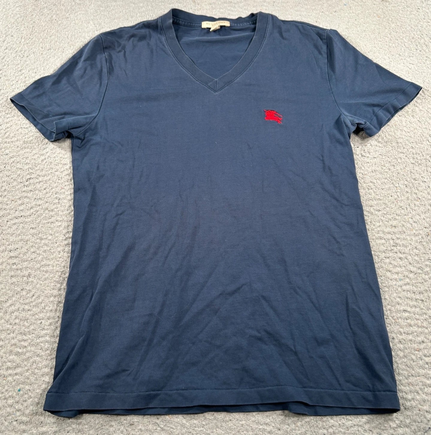 Burberry Brit Shirt Mens Small Blue V-Neck Casual Summer Streetwear Short Sleeve