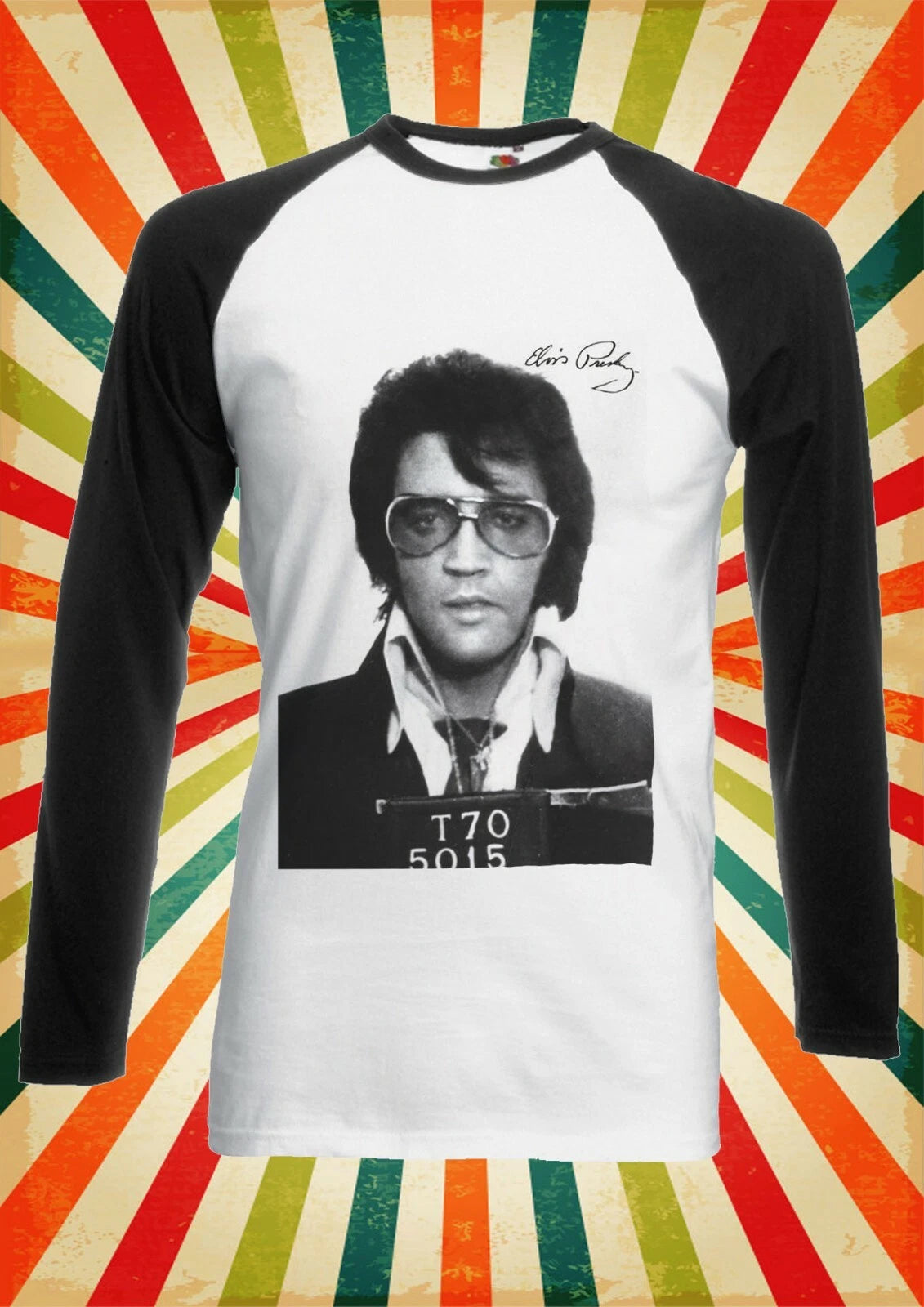 Elvis Presley Mugshot Poster Men Women Long Short Sleeve Baseball T Shirt 2629