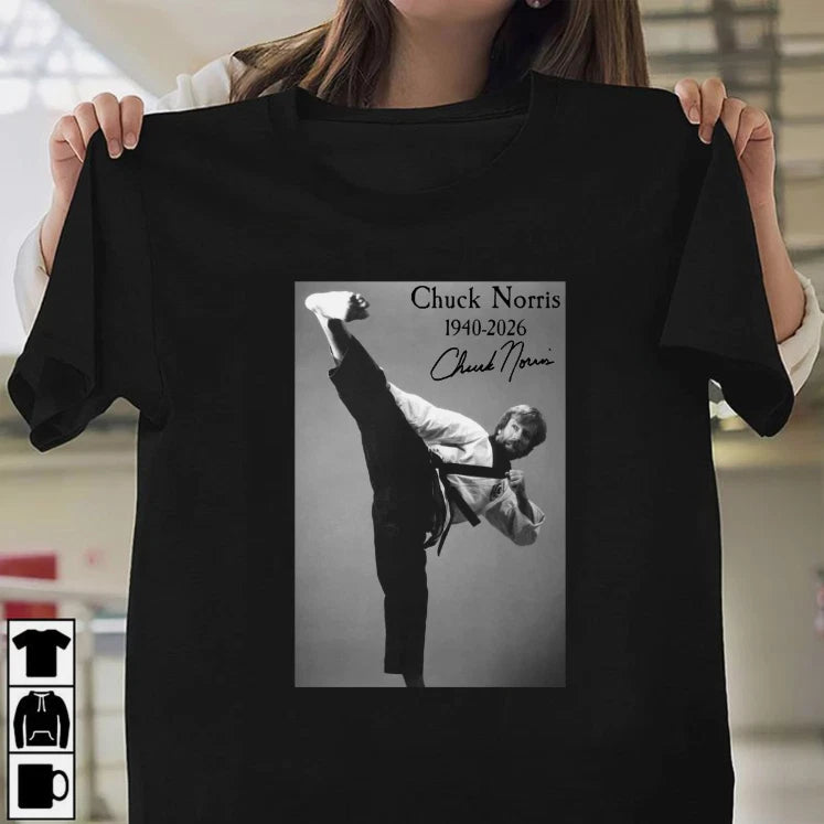 CHUCK NORRIS - Signed reprint 2D Tee S-5XL T-shirt Unisex